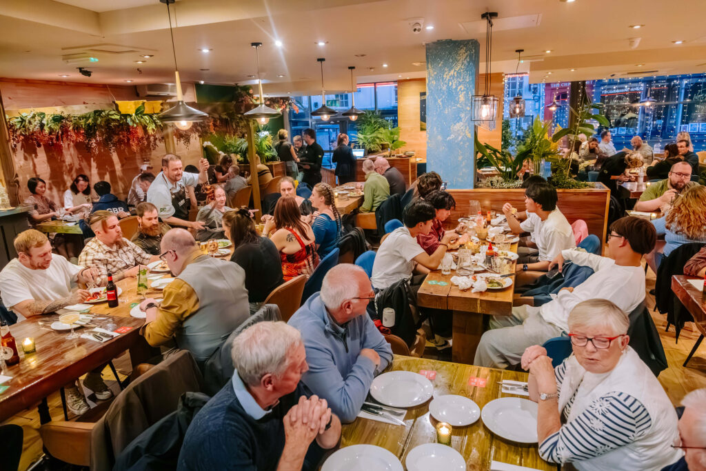 Busy dining room at Casa Brazilian Rodizio in York with guests enjoying the authentic Rodizio experience.